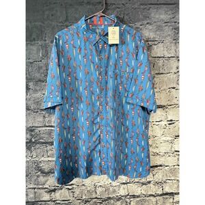 Age of Wisdom Shirt Mens 2XL XXL‎ Blue Fishing Lure Print Coastal Beach Fish NWT
